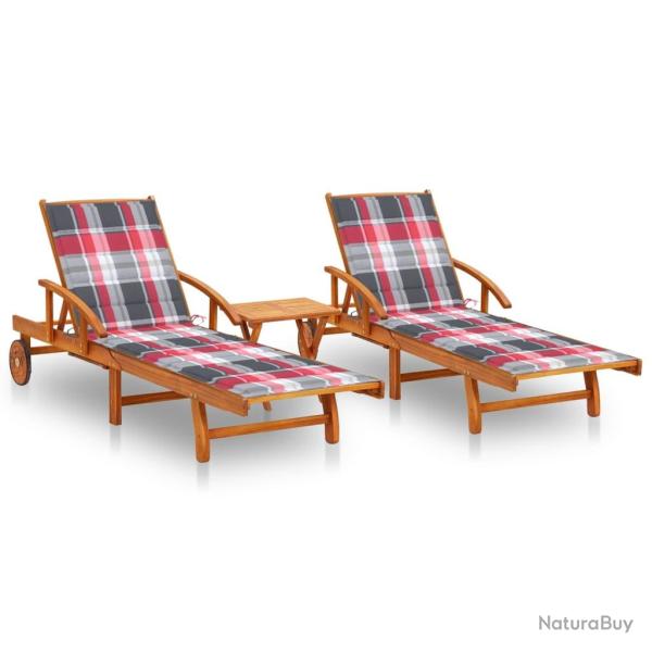 Lot de 2 transats chaise longue bain de soleil lit de jardin terrasse meuble d'ext�rieur 199 cm ave