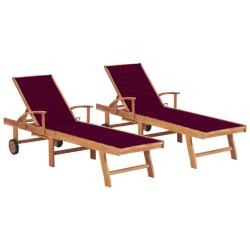 Lot de 2 transats chaise longue bain de soleil lit de jardin terrasse meuble d'ext&eacute;rieur 195 cm ave