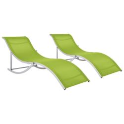 Lot de deux chaises longues pliables textil&egrave;ne vert 02_0011954