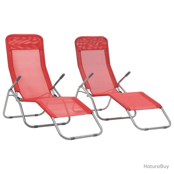 Chaises longues pliables 2 pi�ces textil�ne rouge 02_0011952