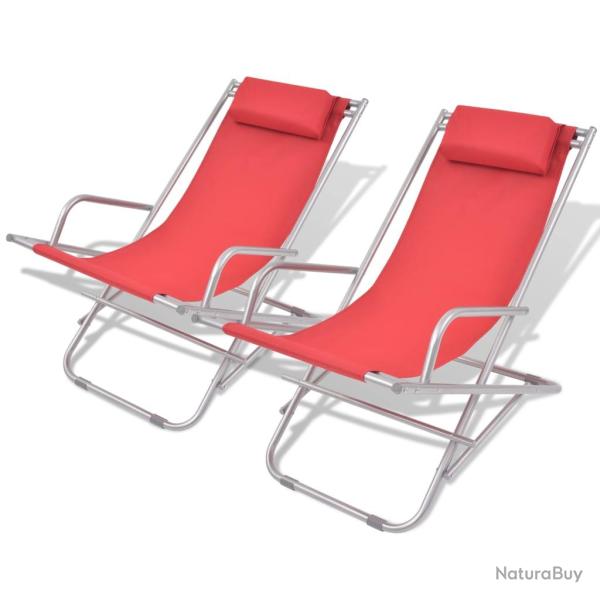 Chaises inclinables de terrasse 2 pi�ces acier rouge 02_0011905