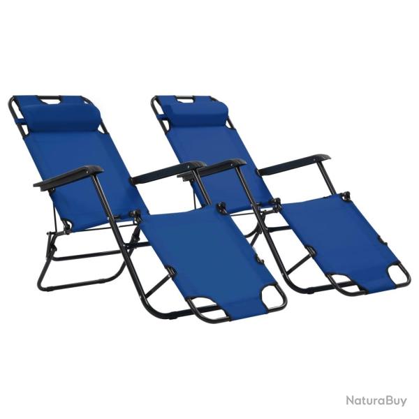 Chaises longues pliables 2 pi�ces avec repose-pied acier bleu 02_0011941