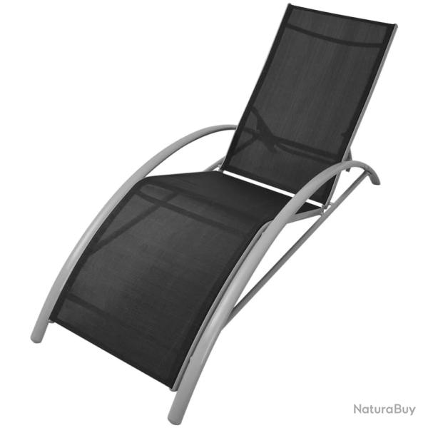 Chaises longues transat bain de soleil 156 x 60 x 89 cm en aluminium noir 02_0011926