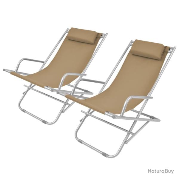 Chaises inclinables de terrasse 2 pi�ces acier taupe 02_0011906