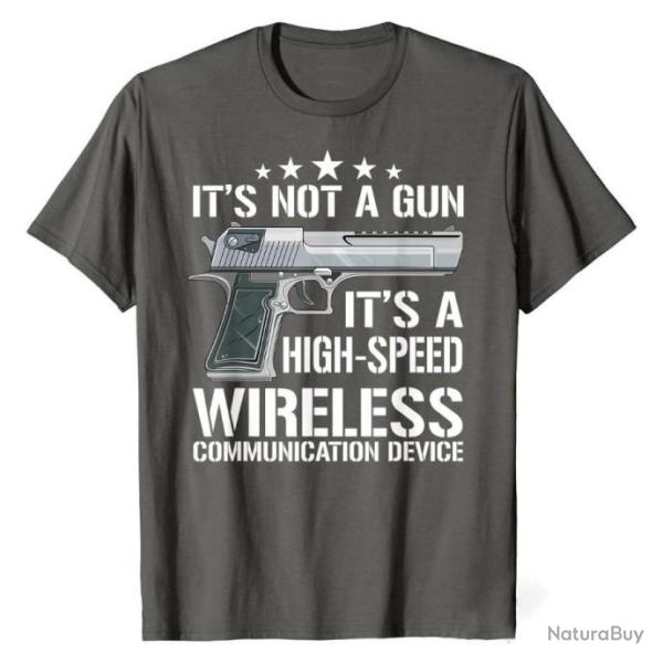 T-shirt "IT'S NOT A GUN IT'S A HIGH-SPEED WIRELESS COMMUNICATION DEVICE" - Gris Fonc�