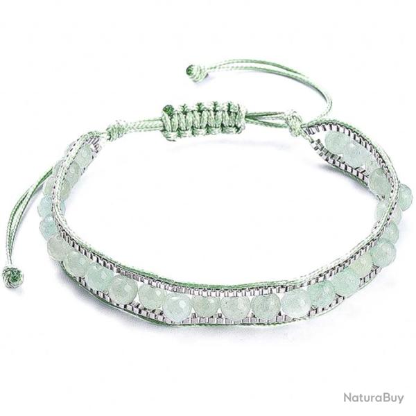 Bracelet wrap avec chaine v�nitienne et perles rondes en aventurine verte