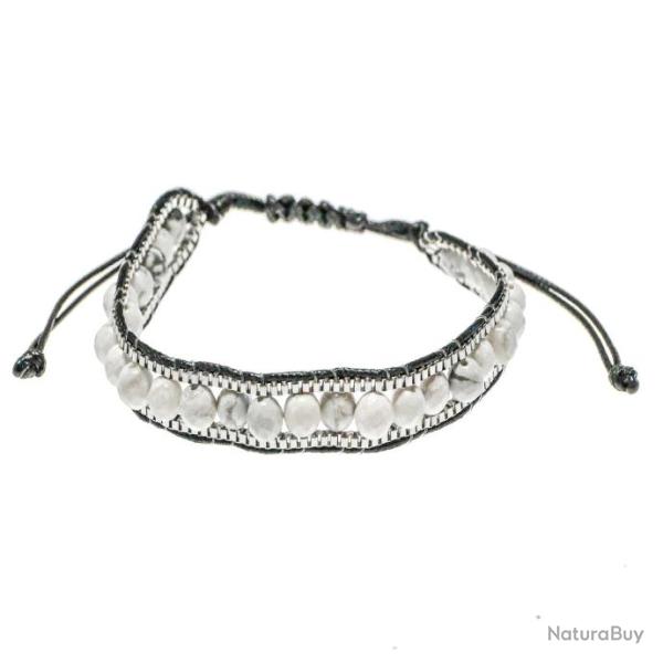 Bracelet wrap avec chaine v�nitienne et perles rondes en howlite