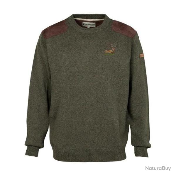 Pull brod� chasse Percussion Col rond Cerf