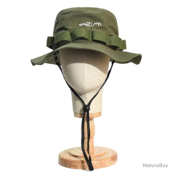 Chapeau d'�t� en coton respirant avec attache - vert