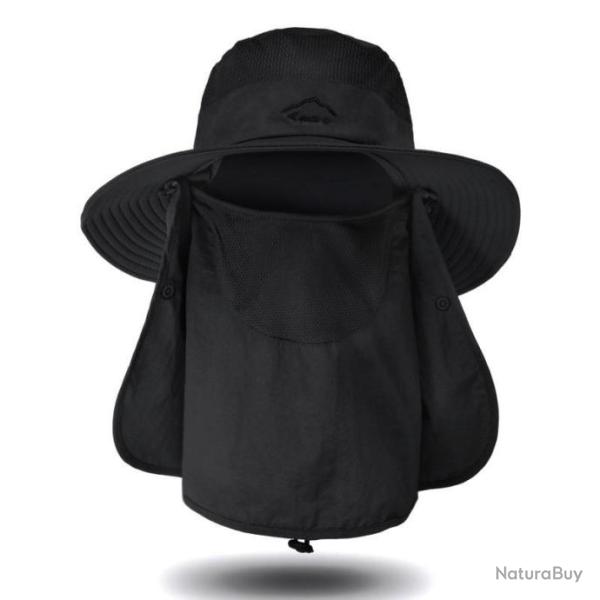 Chapeau de protection solaire 3 en 1 t�te nuque visage modulable - noir
