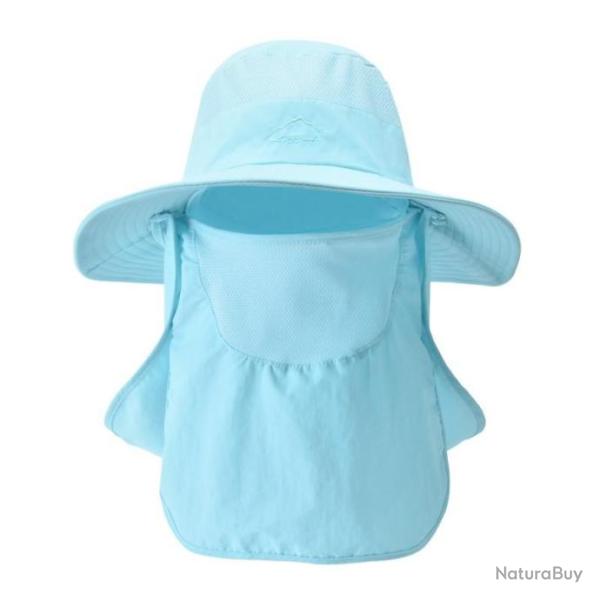 Chapeau de protection solaire 3 en 1 t�te nuque visage modulable - Bleu Ciel