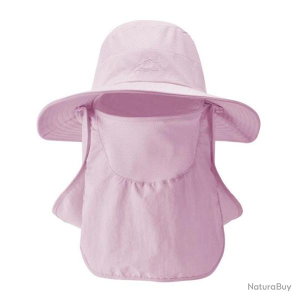 Chapeau de protection solaire 3 en 1 t�te nuque visage modulable - Rose