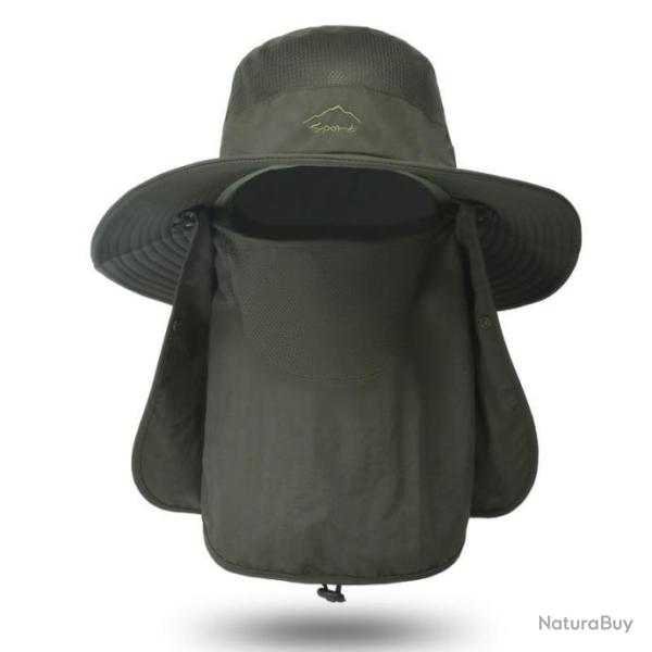Chapeau de protection solaire 3 en 1 t�te nuque visage modulable - Vert