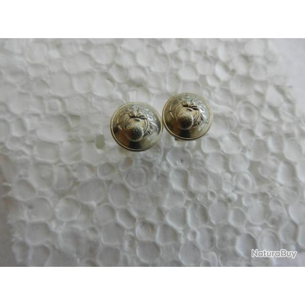 paire de boutons de k�pi service des douanes couleur argent