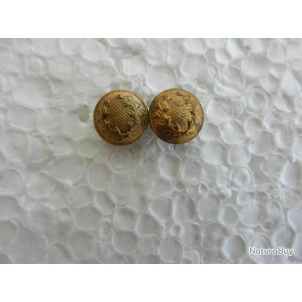 paire de boutons de k�pi militaire couronne laurier couleur or