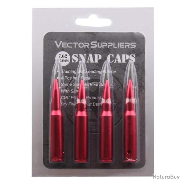 Douille amortisseur snap caps cartouche factice pour le tir � sec et le drill - 7,62x51 308 4 pi�ces