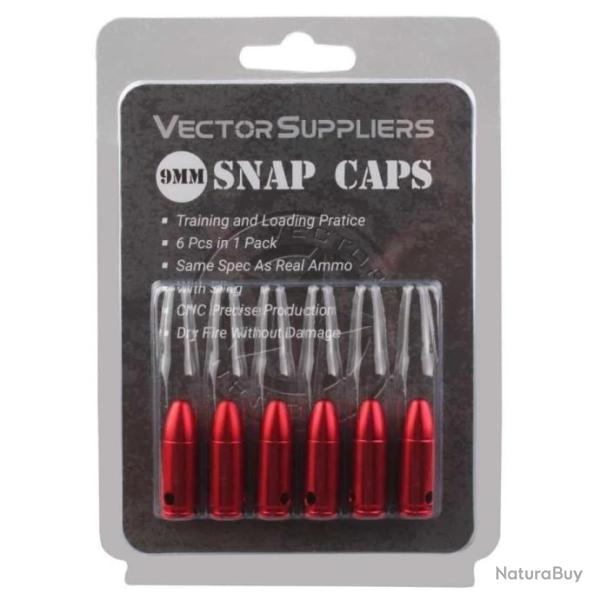 Douille amortisseur snap caps cartouche factice pour le tir � sec et le drill - 9mm 6 pi�ces