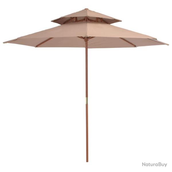 Parasol double avec m�t en bois 270 cm taupe 02_0008440