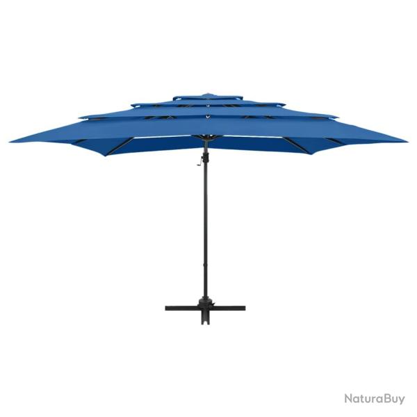 Parasol � 4 niveaux avec m�t en aluminium 250 x 250 cm bleu azur� 02_0008786