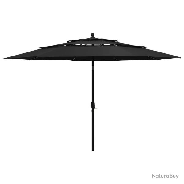 Parasol mobilier de jardin � 3 niveaux avec m�t en aluminium 3,5 m noir 02_0008760