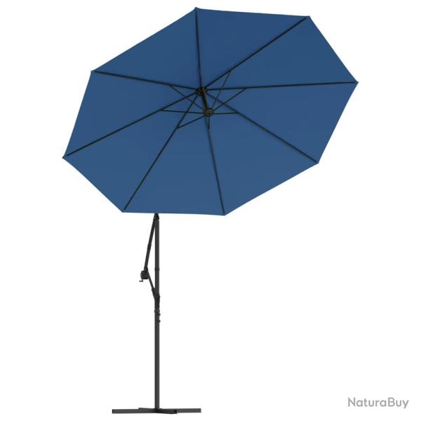 Parasol mobilier de jardin d�port� � led et m�t en acier 300 cm azur� 02_0008577