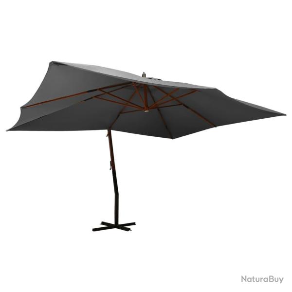 Parasol mobilier de jardin en porte-�-faux avec m�t en bois 400 x 300 cm anthracite 02_0008623