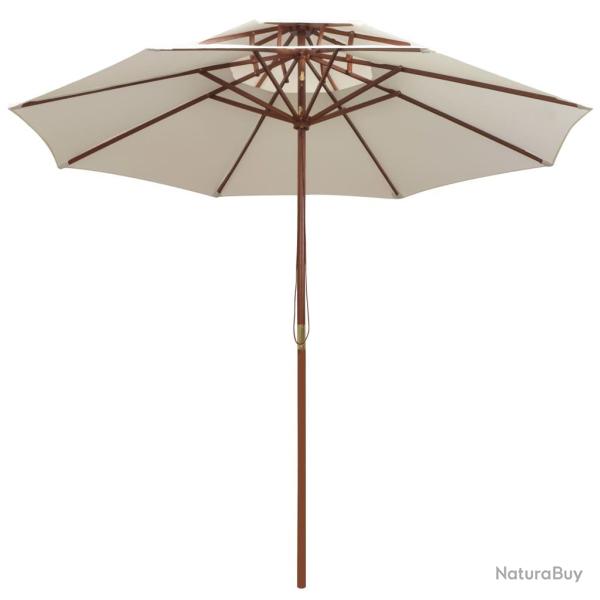 Parasol mobilier de jardin terrasse 270 x 270 cm poteau en bois blanc cr�me 02_0008413