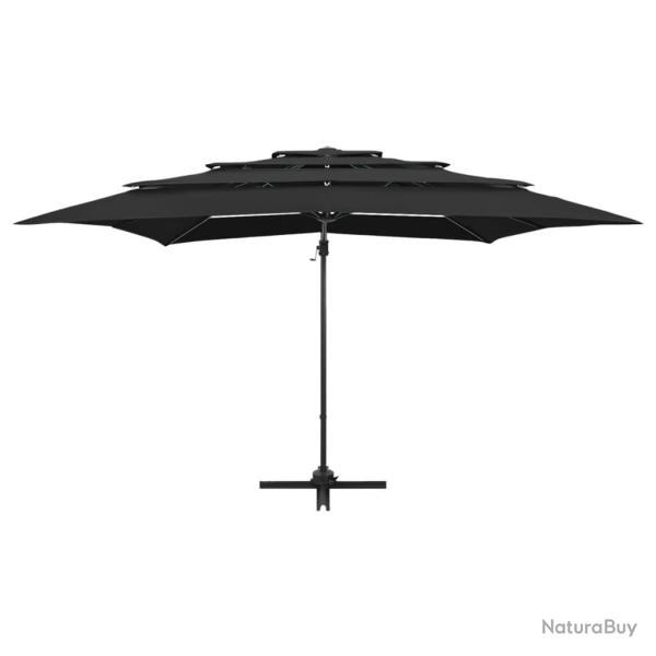 Parasol mobilier de jardin � 4 niveaux avec m�t en aluminium 250 x 250 cm noir 02_0008790