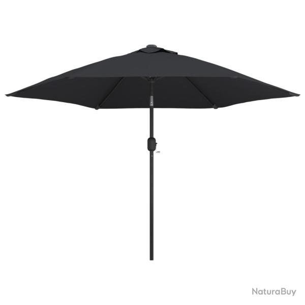 Parasol d'ext�rieur avec led et m�t en acier 300 cm noir 02_0008176