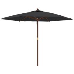 Parasol mobilier de jardin de jardin avec m&acirc;t en bois 299 x 240 cm noir 02_0008344