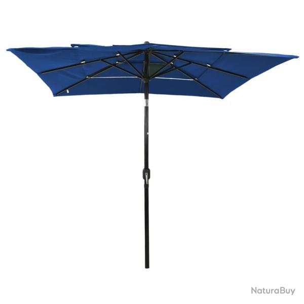 Parasol � 3 niveaux avec m�t en aluminium 2,5 x 2,5 m bleu azur� 02_0008745