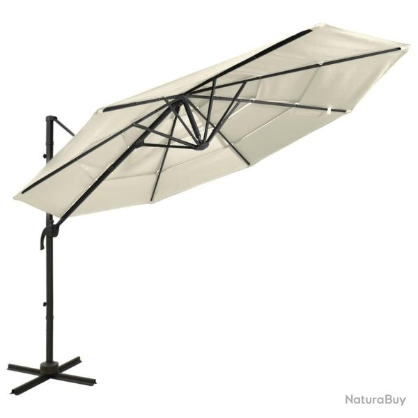 Parasol � 4 niveaux avec m�t en aluminium 3 x 3 m sable 02_0008793