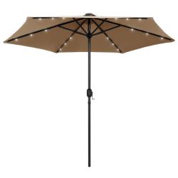 Parasol avec led et m&acirc;t en aluminium 270 cm taupe 02_0008079
