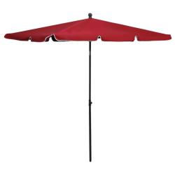 Parasol de jardin avec m&acirc;t 210 x 140 cm rouge bordeaux 02_0008327