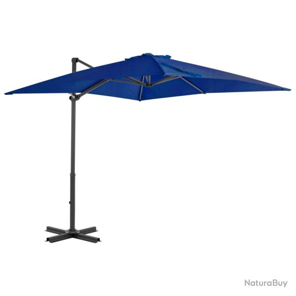 Parasol d�port� et m�t en aluminium 250 x 250 cm bleu azur� 02_0008547
