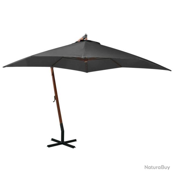 Parasol suspendu avec m�t 3 x 3 m bois de sapin massif anthracite 02_0008706