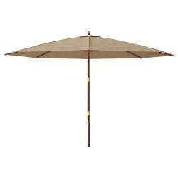 Parasol mobilier de jardin avec m&acirc;t en bois 400 x 273 cm taupe 02_0008361