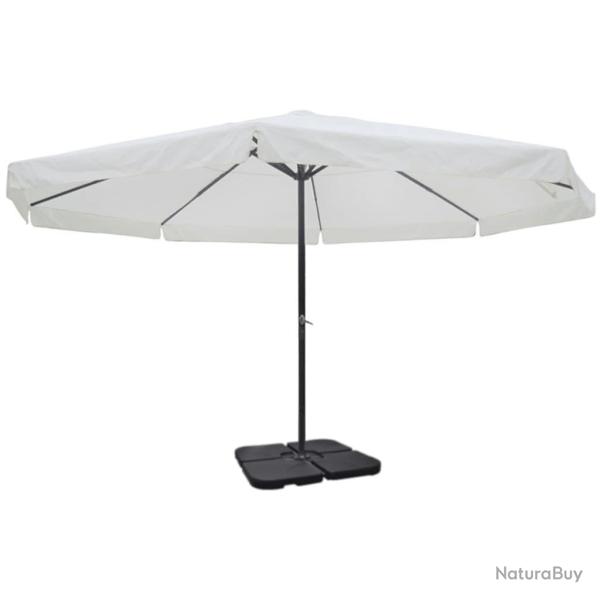 Parasol grand d'ext�rieur diam�tre 5 m en aluminium avec base mobile blanc 02_0008145