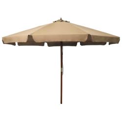 Parasol mobilier de jardin avec m&acirc;t en bois 330 cm taupe 02_0008123