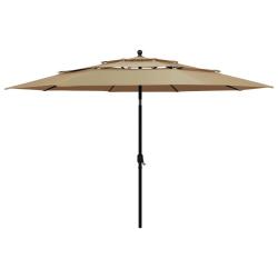 Parasol &agrave; 3 niveaux avec m&acirc;t en aluminium 3,5 m taupe 02_0008772