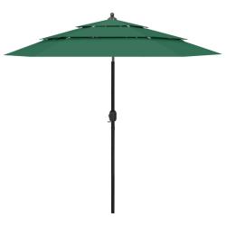 Parasol &agrave; 3 niveau x avec m&acirc;t en aluminium 2,5 m vert 02_0008779