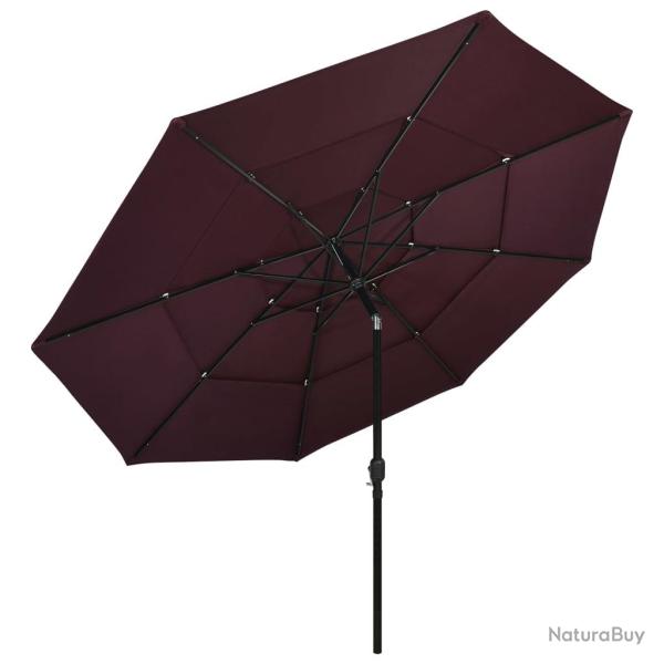 Parasol � 3 niveaux avec m�t en aluminium 3,5 m bordeaux 02_0008754