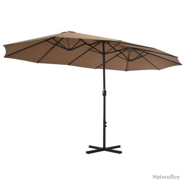 Parasol d'extrieur et poteau en aluminium 460 x 270 cm taupe 02_0008298