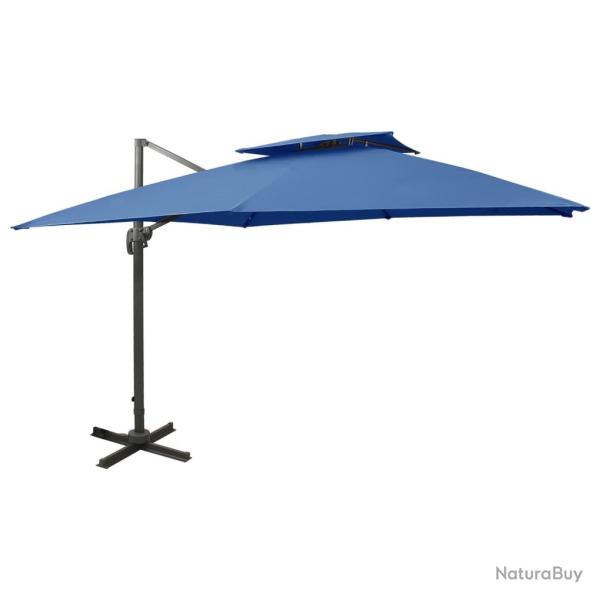 Parasol d�port� � double toit 300 x 300 cm bleu 02_0008557