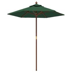 Parasol de jardin avec m&acirc;t en bois 196 x 231 cm vert 02_0008367