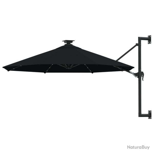 Parasol mural avec m�t m�tallique et led 300 cm noir 02_0008693