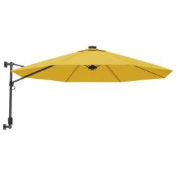 Parasol d'ext&eacute;rieur mural avec led 290 cm jaune 02_0008679