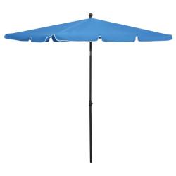 Parasol de jardin avec m&acirc;t 210 x 140 cm bleu 02_0008325