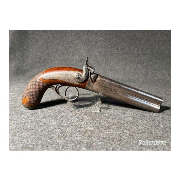 Pistolet superpos� � percussion � canon lisse cal 14 mm