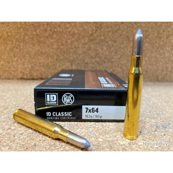 2 BOITES DE MUNITIONS CHASSE RWS CAL:  7X64  ID CLASSIC 10.5 gr